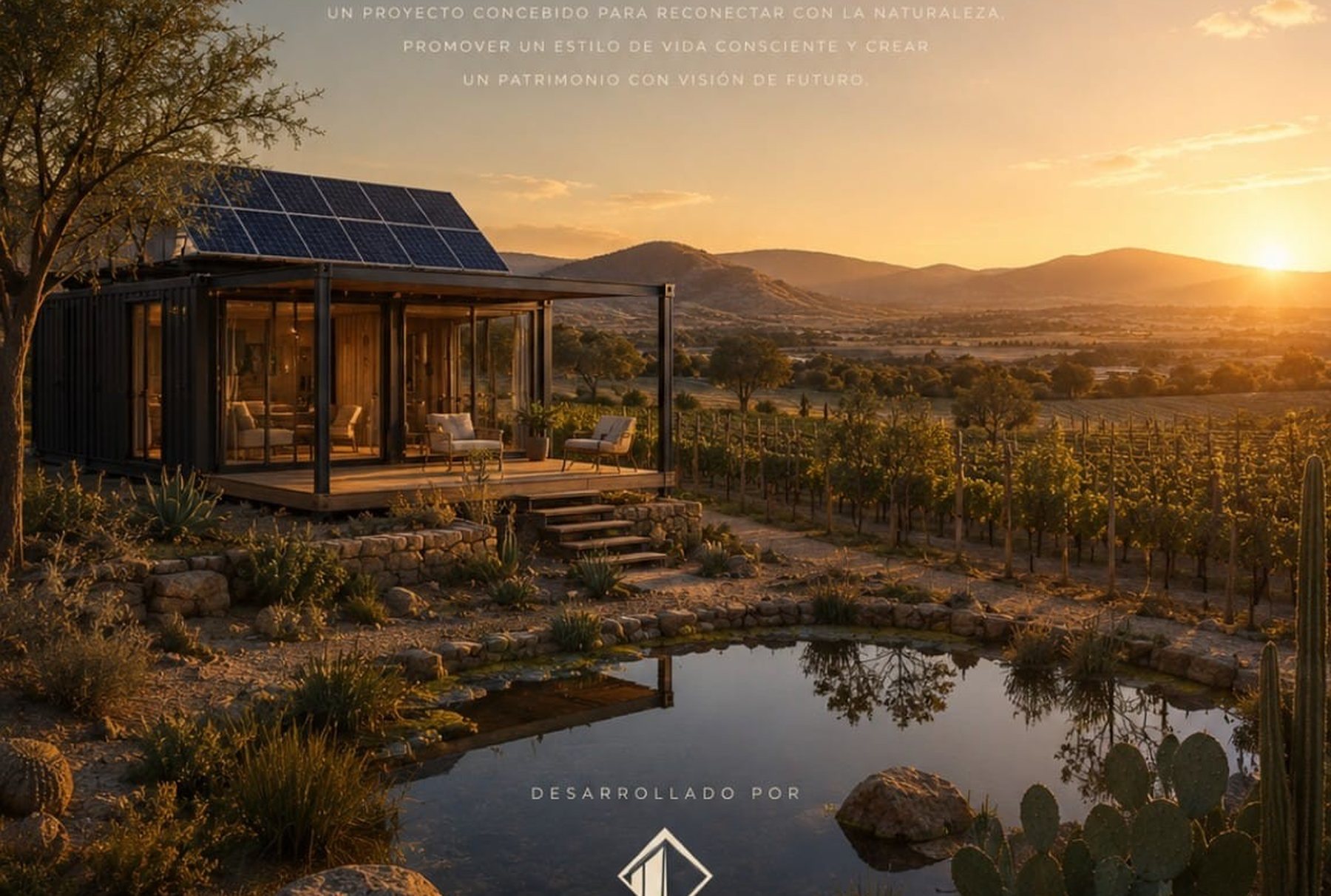 Eco Villa de El Nido frente al viñedo al atardecer